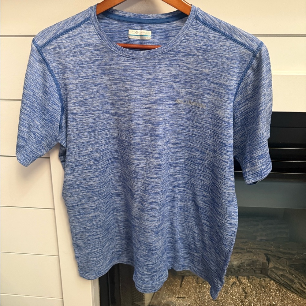 Columbia Men's Heathered Blue Short Sleeve Tee exercise material size medium